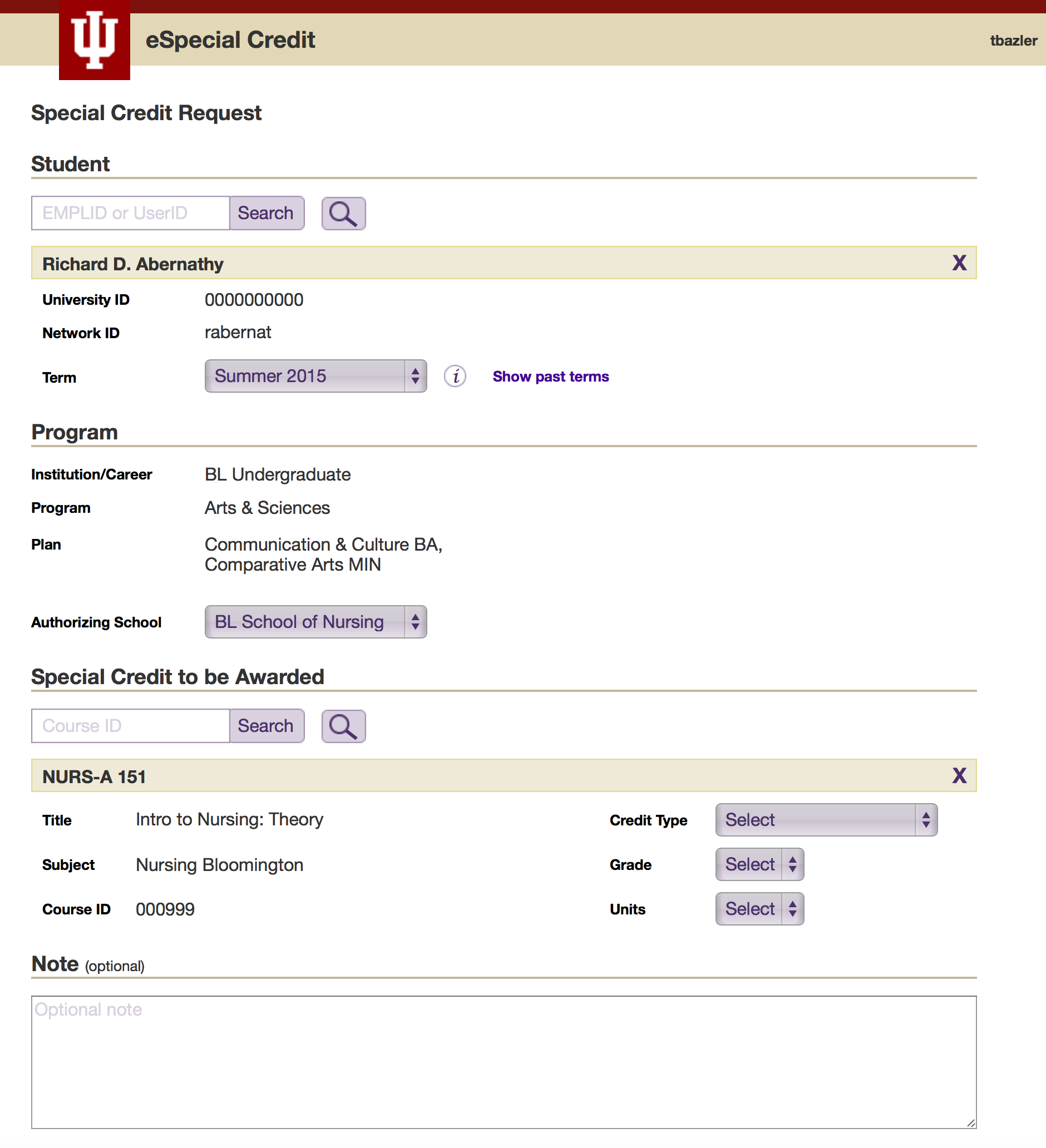 Wireframe illustrating the new design of the eSpecial Credit Request Form